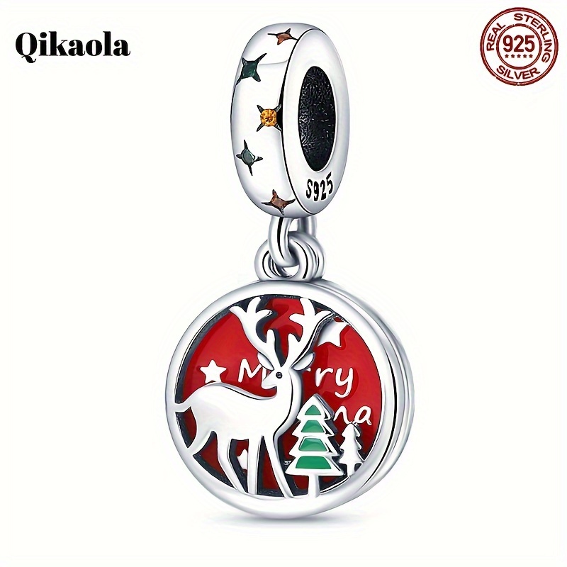 

A Set Of 2 925 Silver Christmas Reindeer Pendants, Stylish Jewelry Beads Suitable For Original Bracelets And Necklaces, Making, A Gift For Girls, With A Silver Weight Of 3g.