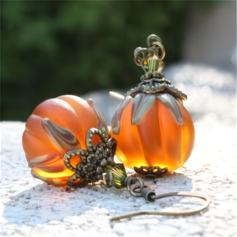 

1 Pair Of Retro Pumpkin Dangle Earrings, Simple Alloy Pumpkin Hook Earrings, Holiday Accessories, Perfect Jewelry For Autumn