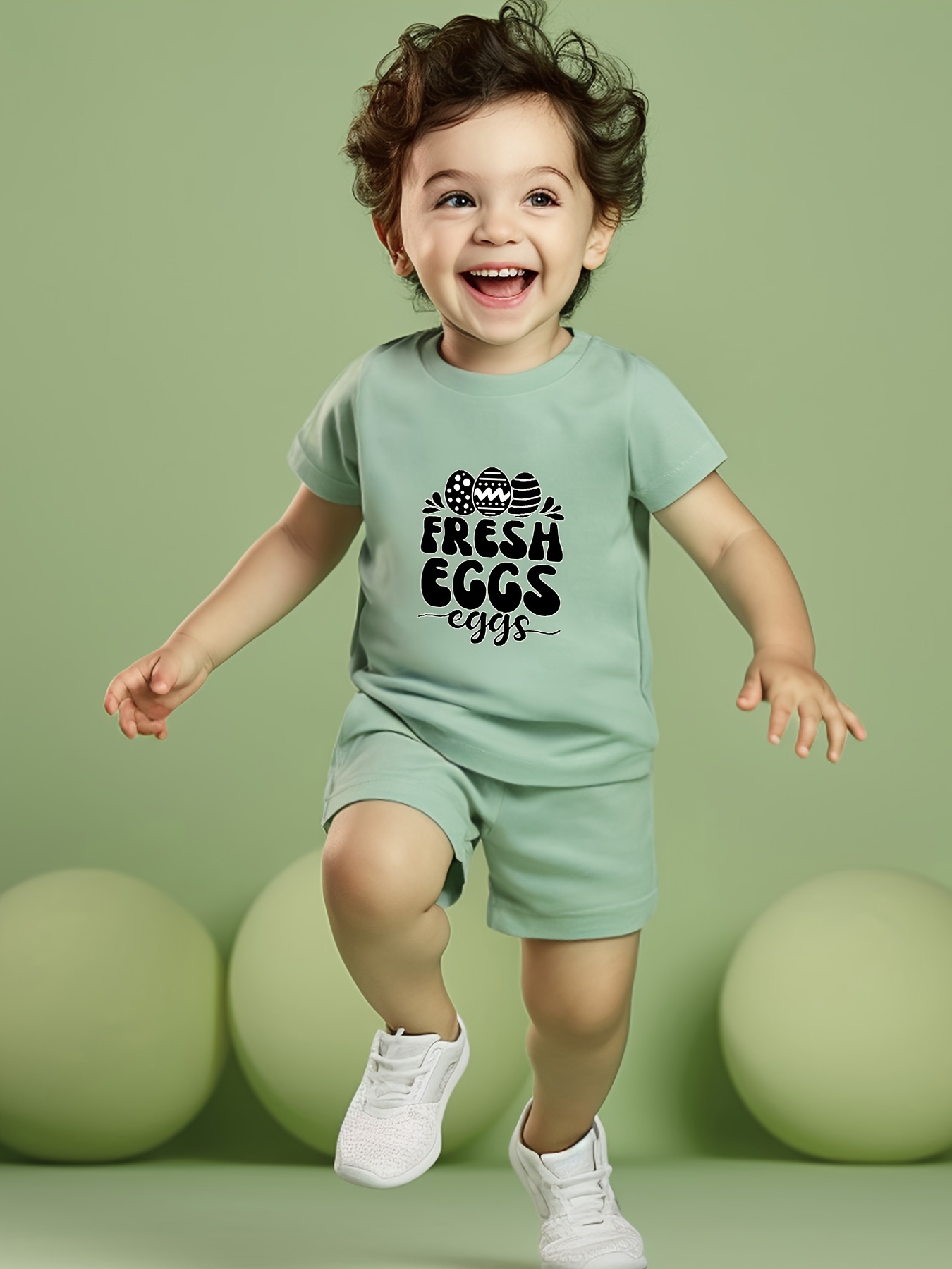 easter fresh eggs letter graphic print baby boy's casual Temu