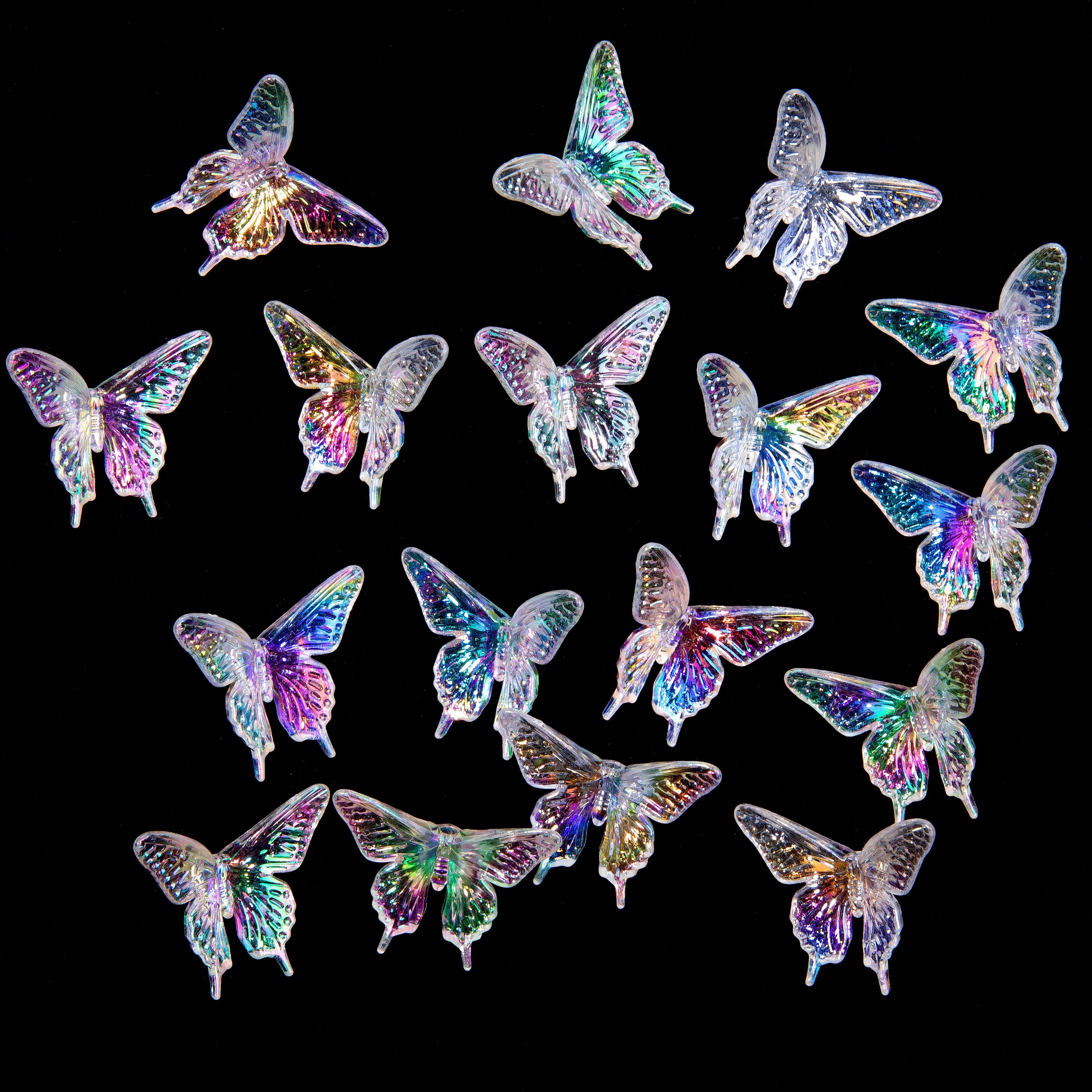 E-shop 20 Stück Bunte Transparente Schmetterling Perlen | Acryl Dekorative Perlen für Schmuckherstellung, Mode Thema, Ohne Batterie