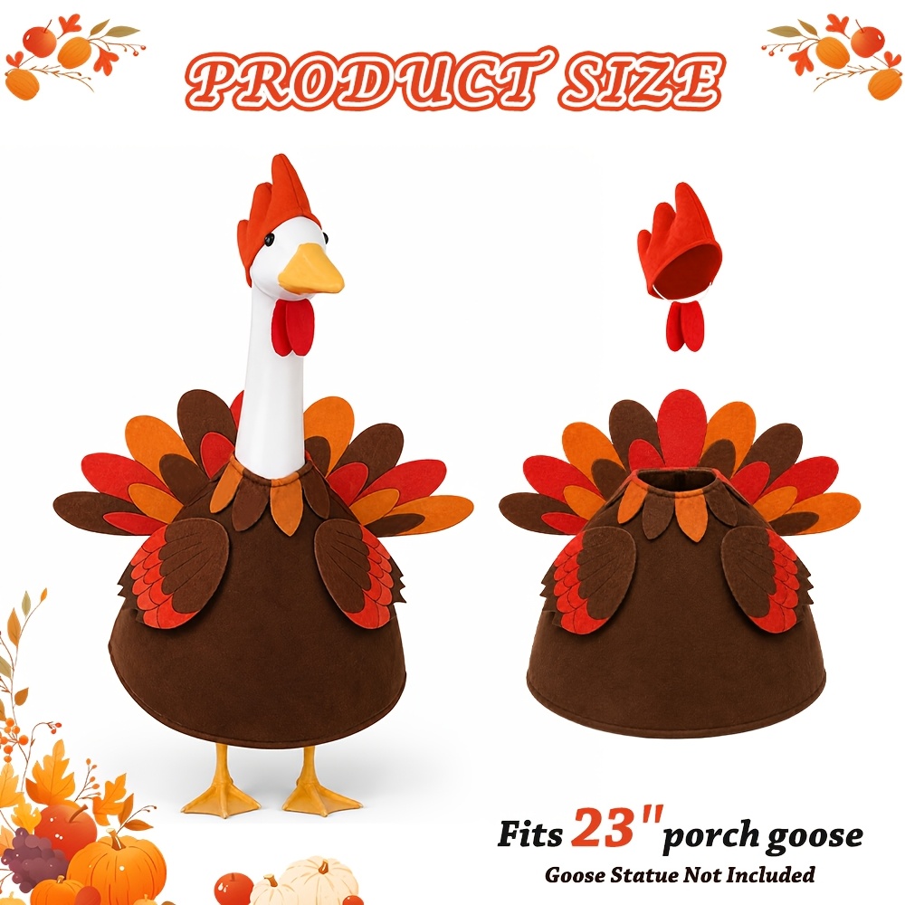 TEMU Tenue de de Thanksgiving pour oie de porche de 23" - Vêtements pour sculpture d'automne d'oie de porche pour décoration de jardin, patio, cour,