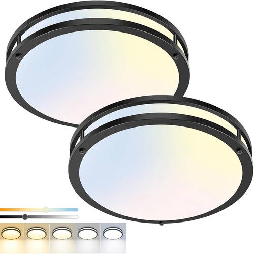 2 pack flush mount ceiling light fixture dimmable ceiling light black 13inch 36w 2700k 6500k adjustable ceiling lamps for bathroom bedroom hallway