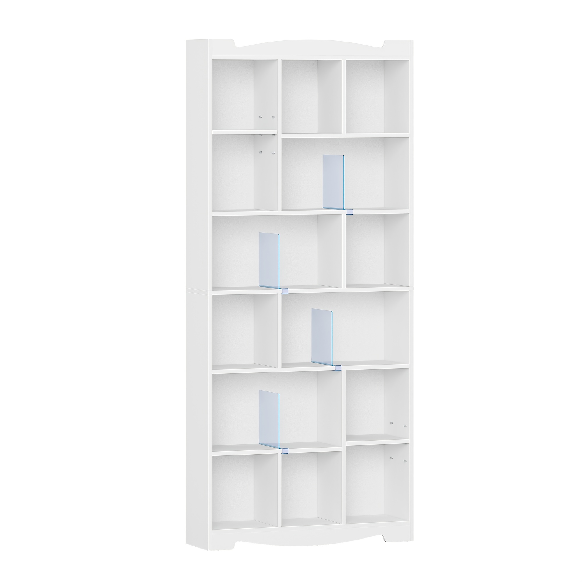 White 6-tier Bookshelf With 2 Adjustable Shelves, Suitable For Office Use, Can Serve As A Filing Cabinet Or Cd Stand, Dimensions 24 X 77 X 182.5 Cm