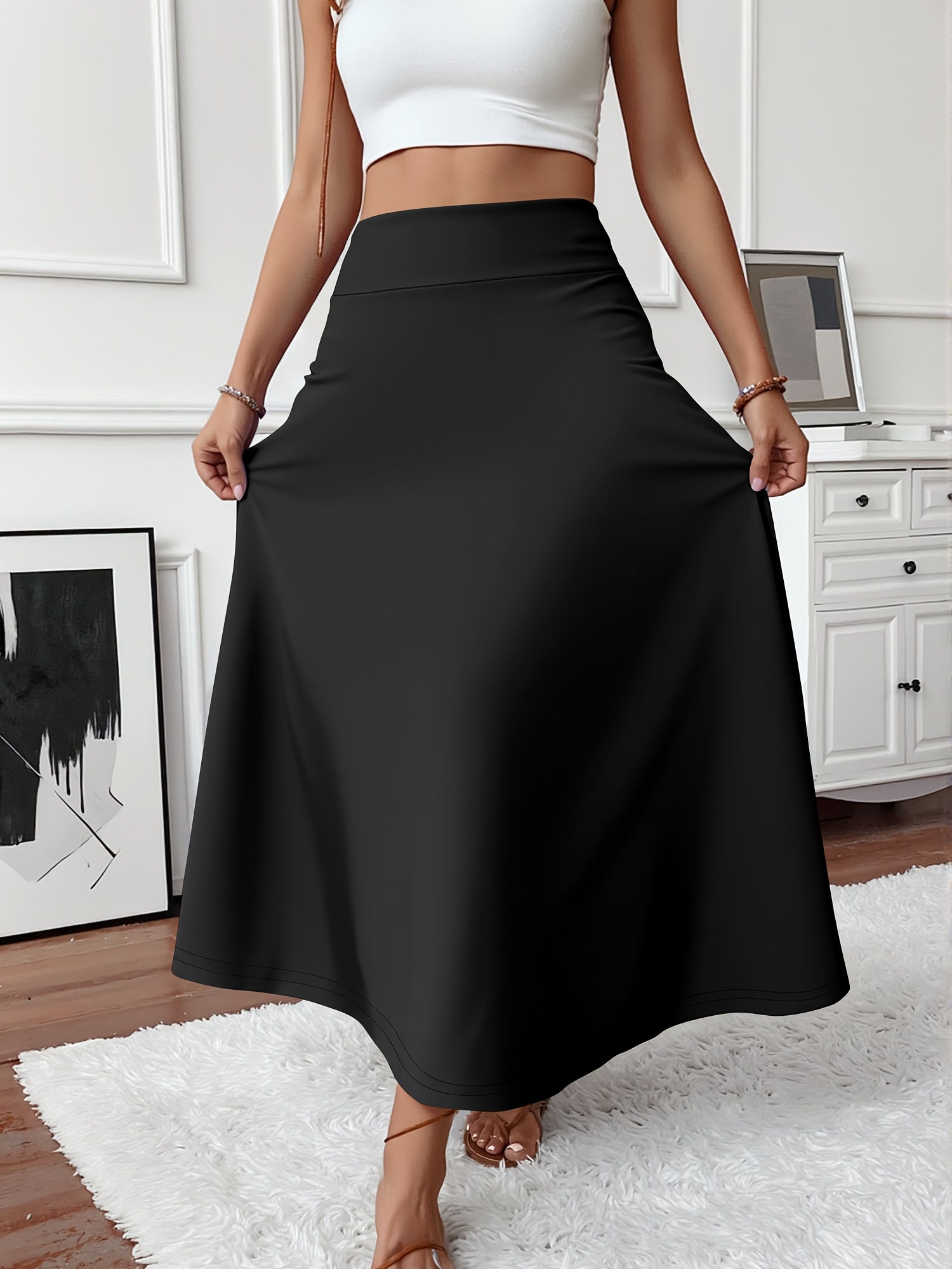 ins trendy 2025 autumn high waisted a line skirt for women stretchy flared hip coverage elegant draping for   and slimmer legs