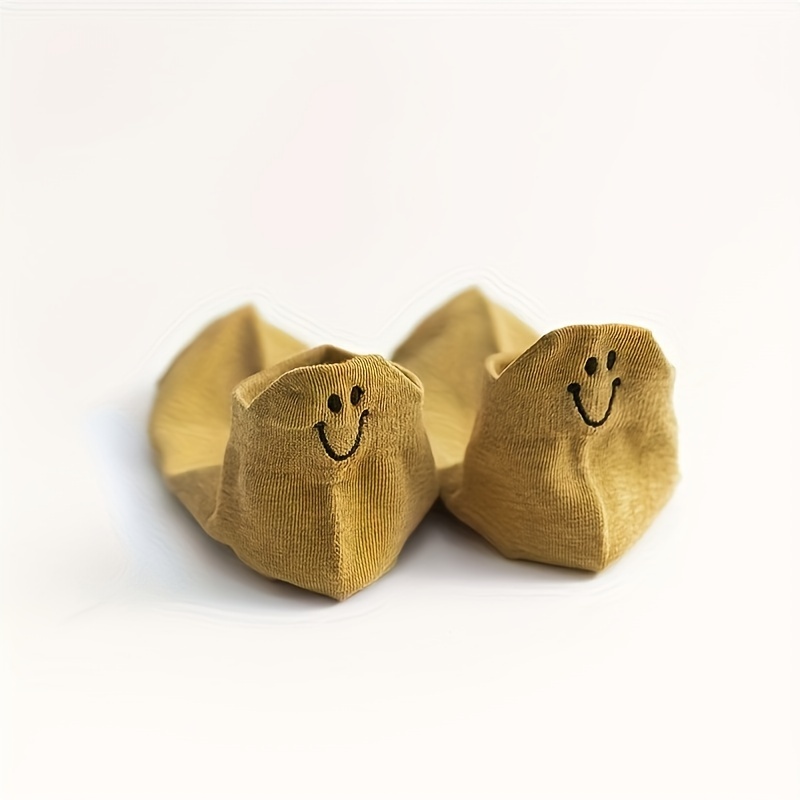 10 Pairs Women's Ankle Socks with Cute Face Pattern - Breathable Low-Cut Design, Soft Machine-Washable Fabric, Multi-Color Assortment for Everyday Casual Wear, Cute Socks, Playful Sock Design, Textured Fabric