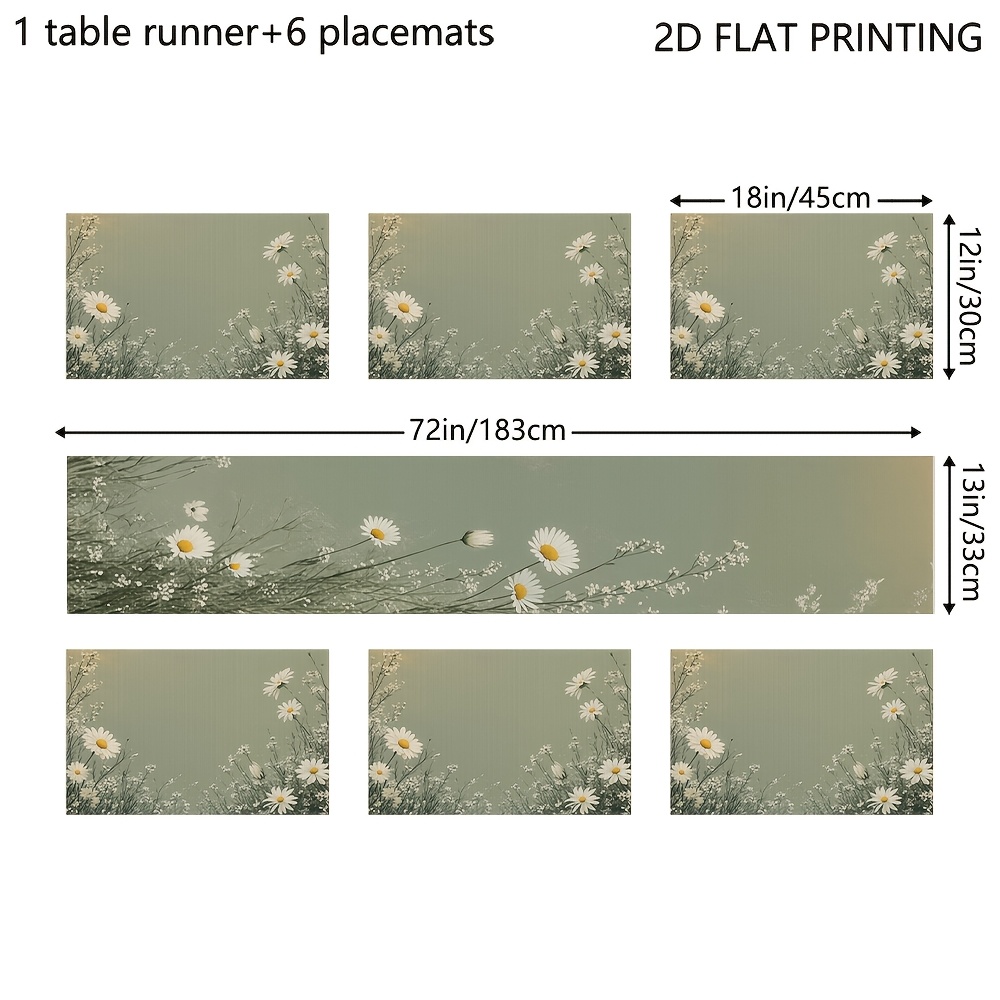 Image of 5pcs/7pcs Table Runner Placemat Set, Kitchen Table Runner Placemat And Dinner Plate Set, Suitable For Dinner Wedding Holiday Party Holiday Gift( 4 Placemats Or 6 Placemats)