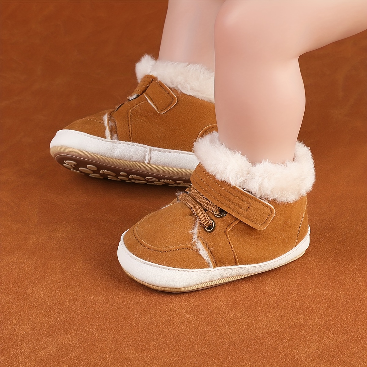 Een paar dikke, met fleece gevoerde laarzen voor jongens en meisjes