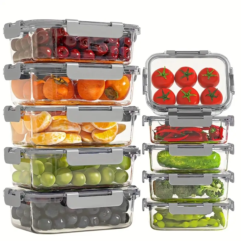 10 grey glass meal preparation container with lid food storage container with snap lock lid sealed lunch container microwave oven refrigerator and dishwasher Product details 2