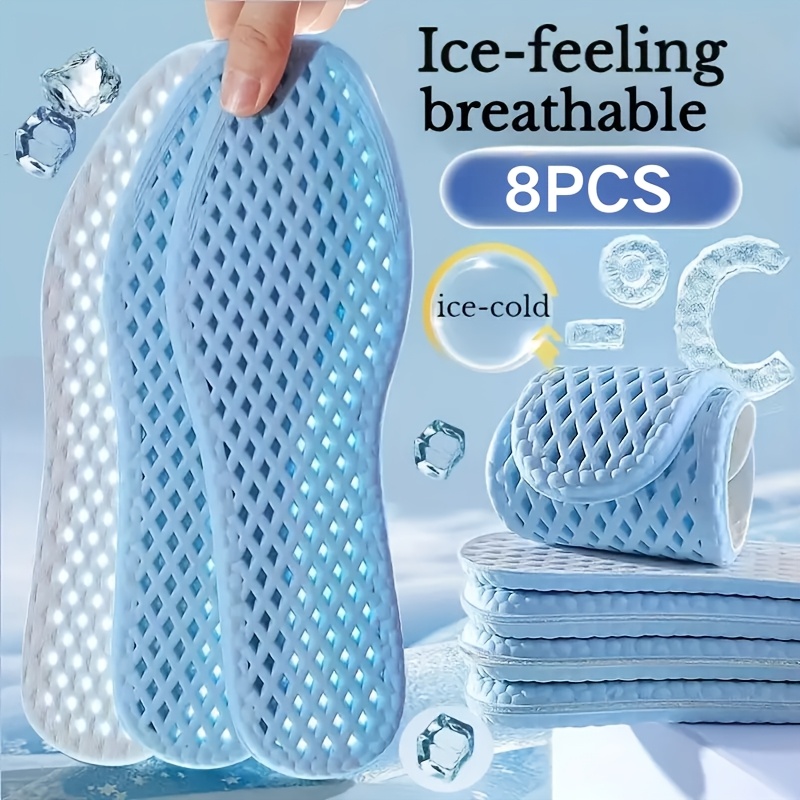 8pcs cooling insoles for   feeling breathable sweat absorbing shock absorbing   for sports and casual shoes mens and womens insoles sweatabsorbing material