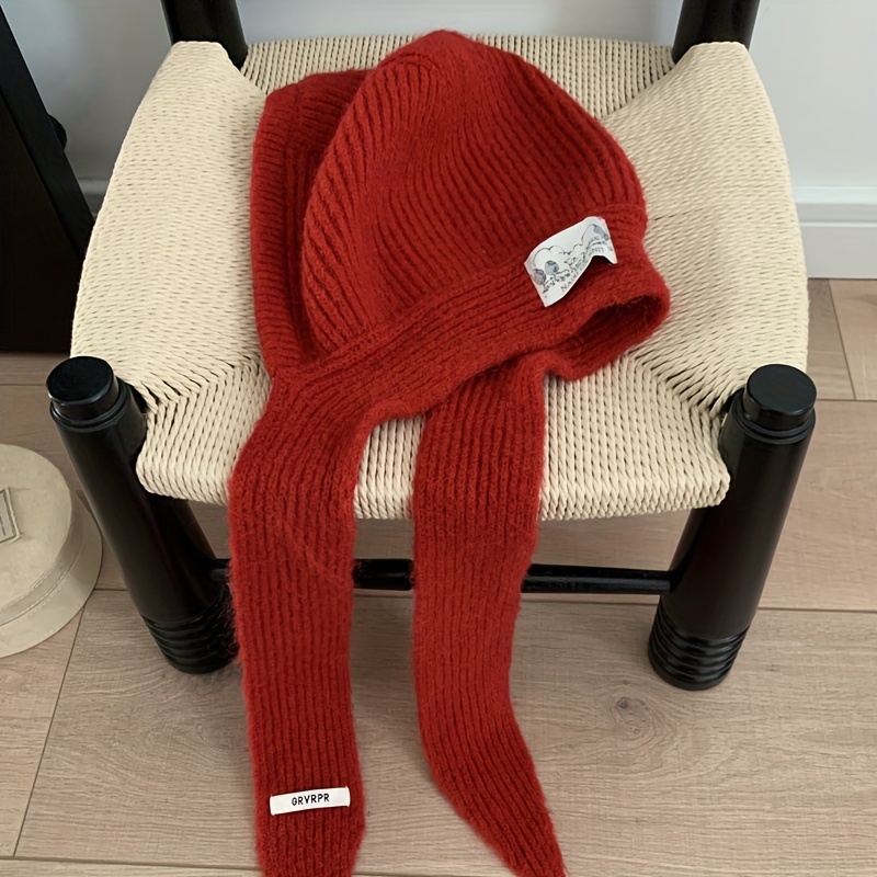 E-shop 2024 Herbst/Winter Neues Stofflabel Rote Weihnachtsatmosphäre Praktischer Pullover Damen Strickmütze, Koreanischer Stil Warme Modische