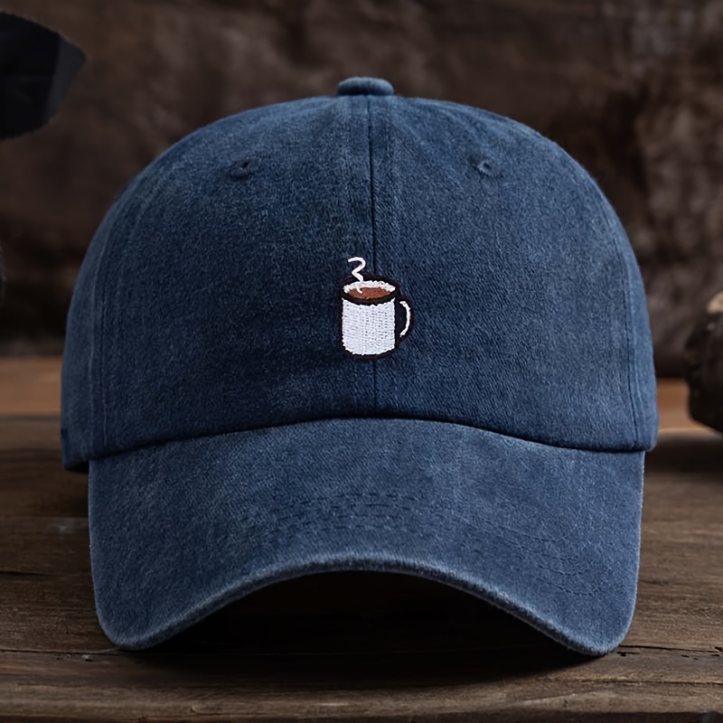 TEMU Gorra de Béisbol para Hombre - Diseño Minimalista con Taza de Café, Tejido Lavable a Máquina para Uso Diario, Oficina o Cafetería - Gorra Casual