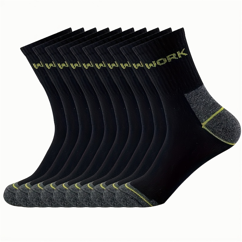Image of 5 Pairs/10 Pairs Of Men's Mid-calf Socks, Sports Moisture-wicking Socks, Suitable For , Sweat-resistant