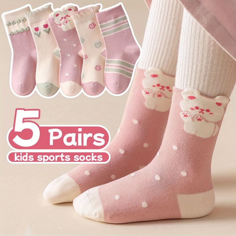 

- The Bunny-children's Socks Girls' Mid-tube Socks Spring Autumn Winter Baby Middle And Large Children Student Cartoon Sports Socks