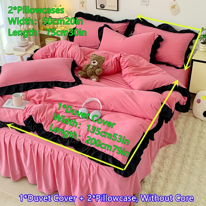 3pcs Polyester Brushed Cloth 80 Red Duvet Cover Set, Skin-friendly Comfortable Solid Color Bedroom Supplies
