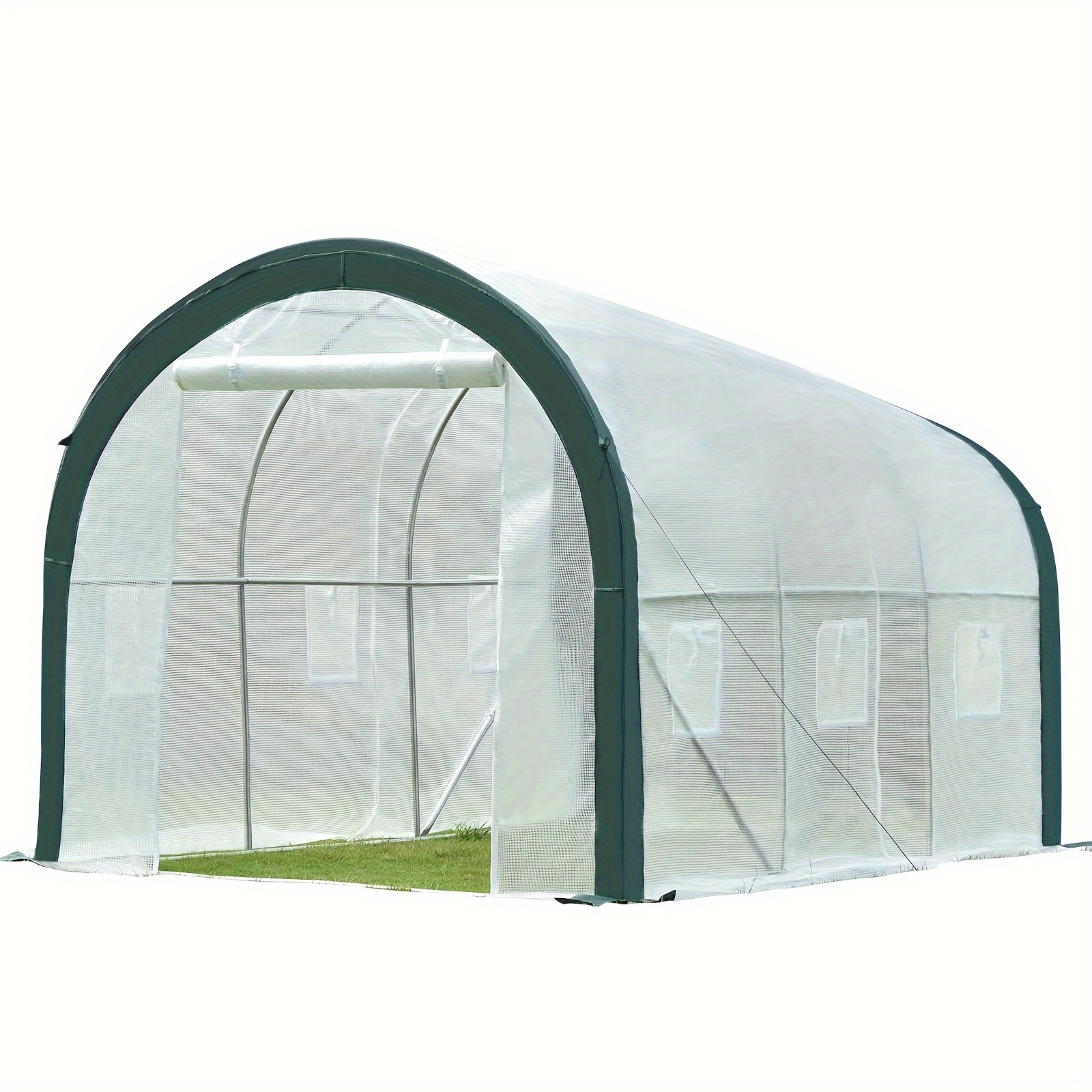 

12 Ft. X 7 Ft. X 7 Ft. Walk-in Tunnel Greenhouse Patio Greenhouse Heavy Duty Frame - White