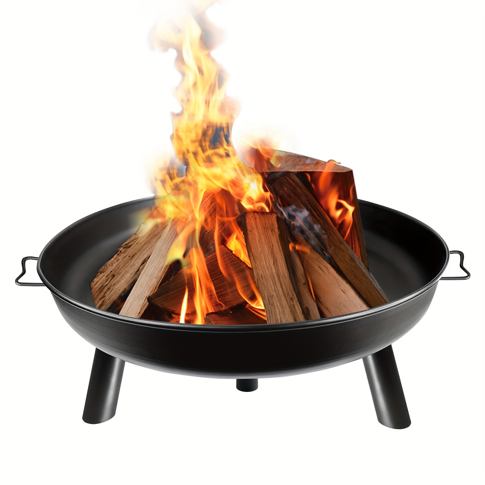 

Fivmen Fire Bowl 80 Cm - Fire Pit With Handles And 3 Feet For Outdoor Patio Garden Balcony