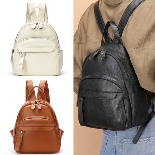 mini genuine leather casual backpack cowhide womens small backpack suitable for daily casual use