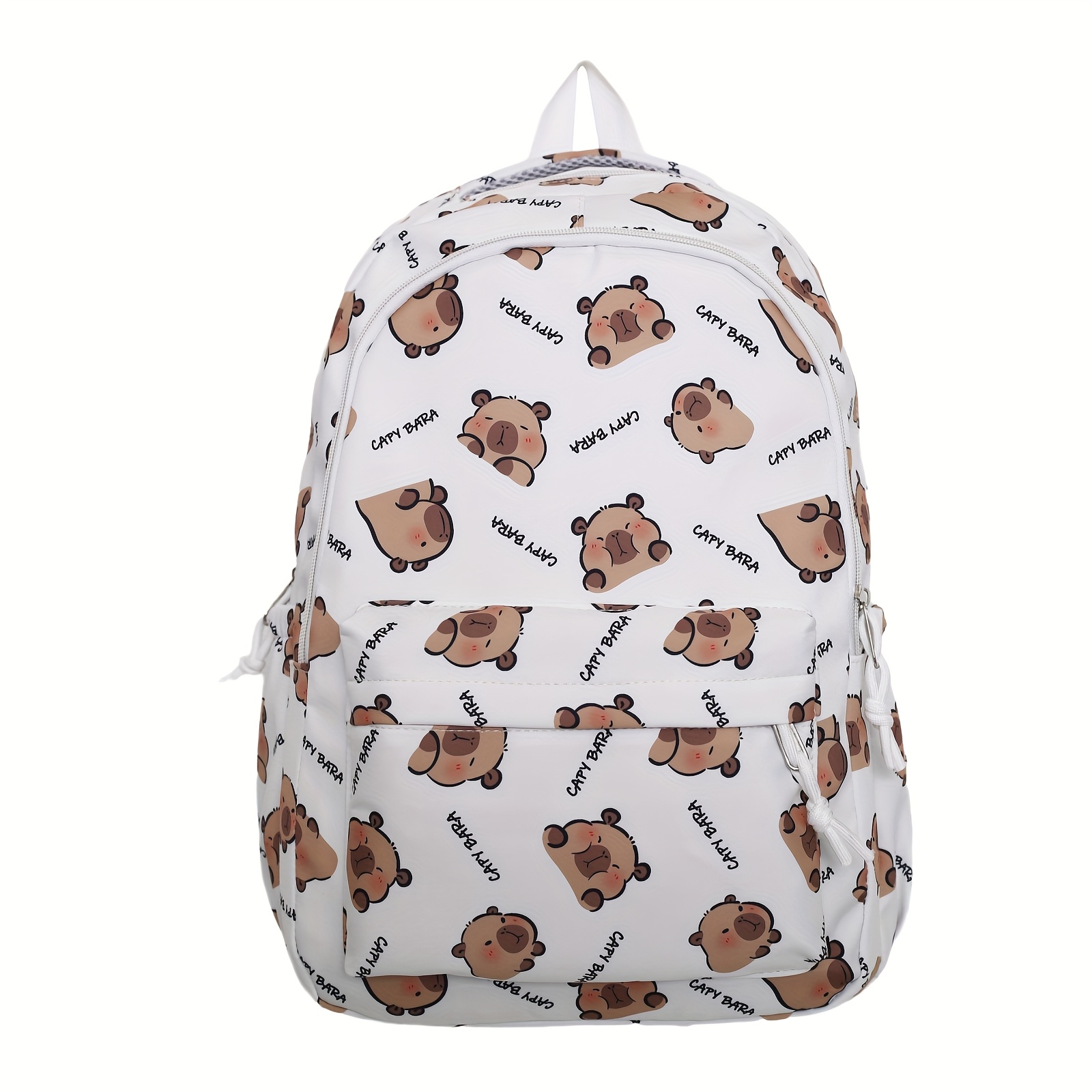 

Cute Cartoon Print Capybara Backpack, And Classic, With Large Capacity For Travel And School.