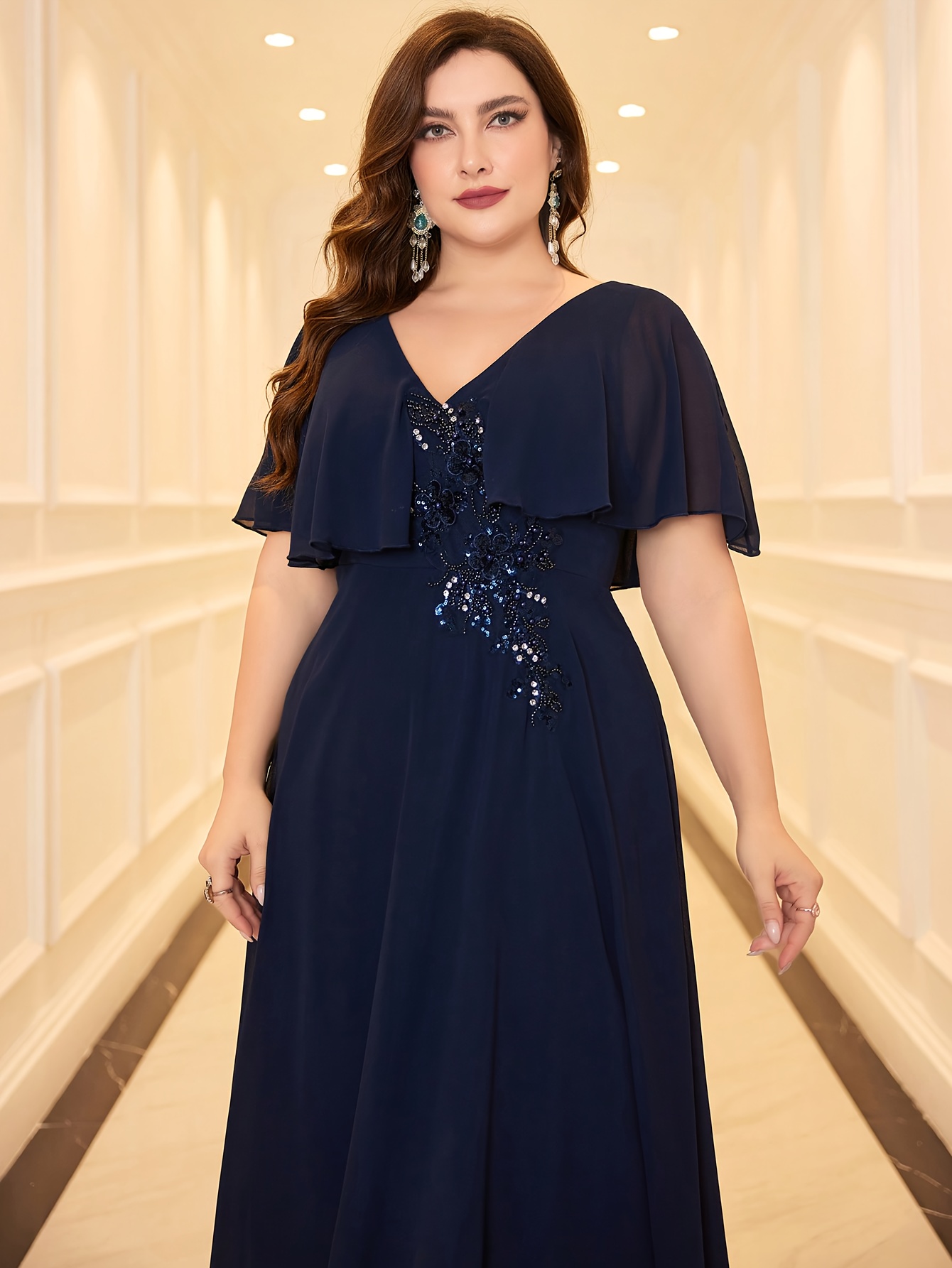 Navy Blue Women's Plus Size Dresses Wedding Guest Plus Size