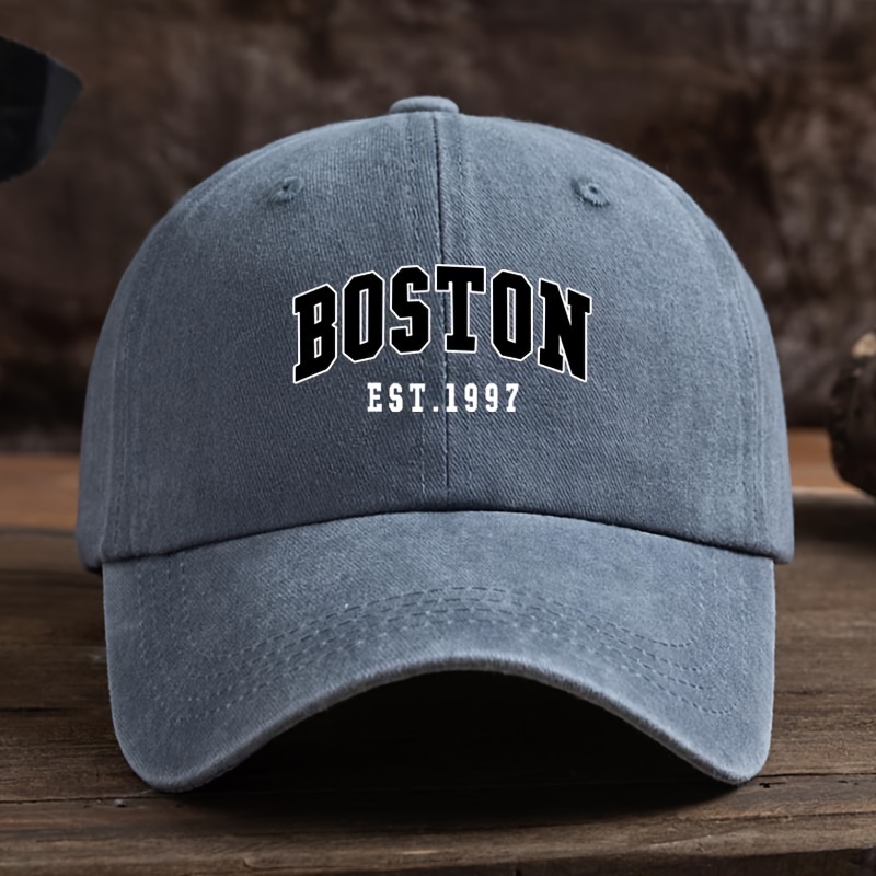 

Boston Est. 1997 Unisex Fashion Baseball Cap Adjustable Curved Brim Hat Woven Textile Material 80%+ Content Easy Care Machine Wash/dry Clean