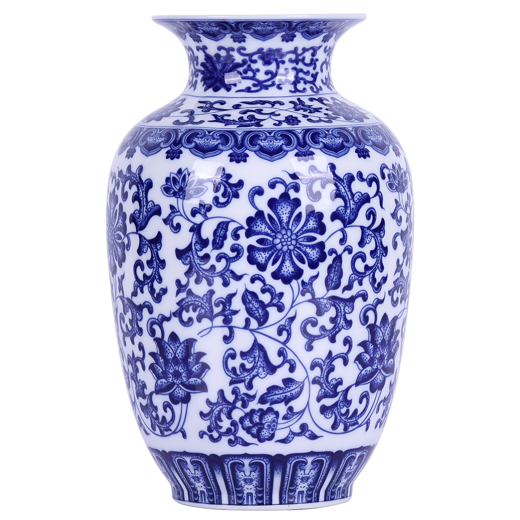 

Elegant Handcrafted Chinese Traditional Style Blue And White Porcelain Vase - Classic For Home Decor