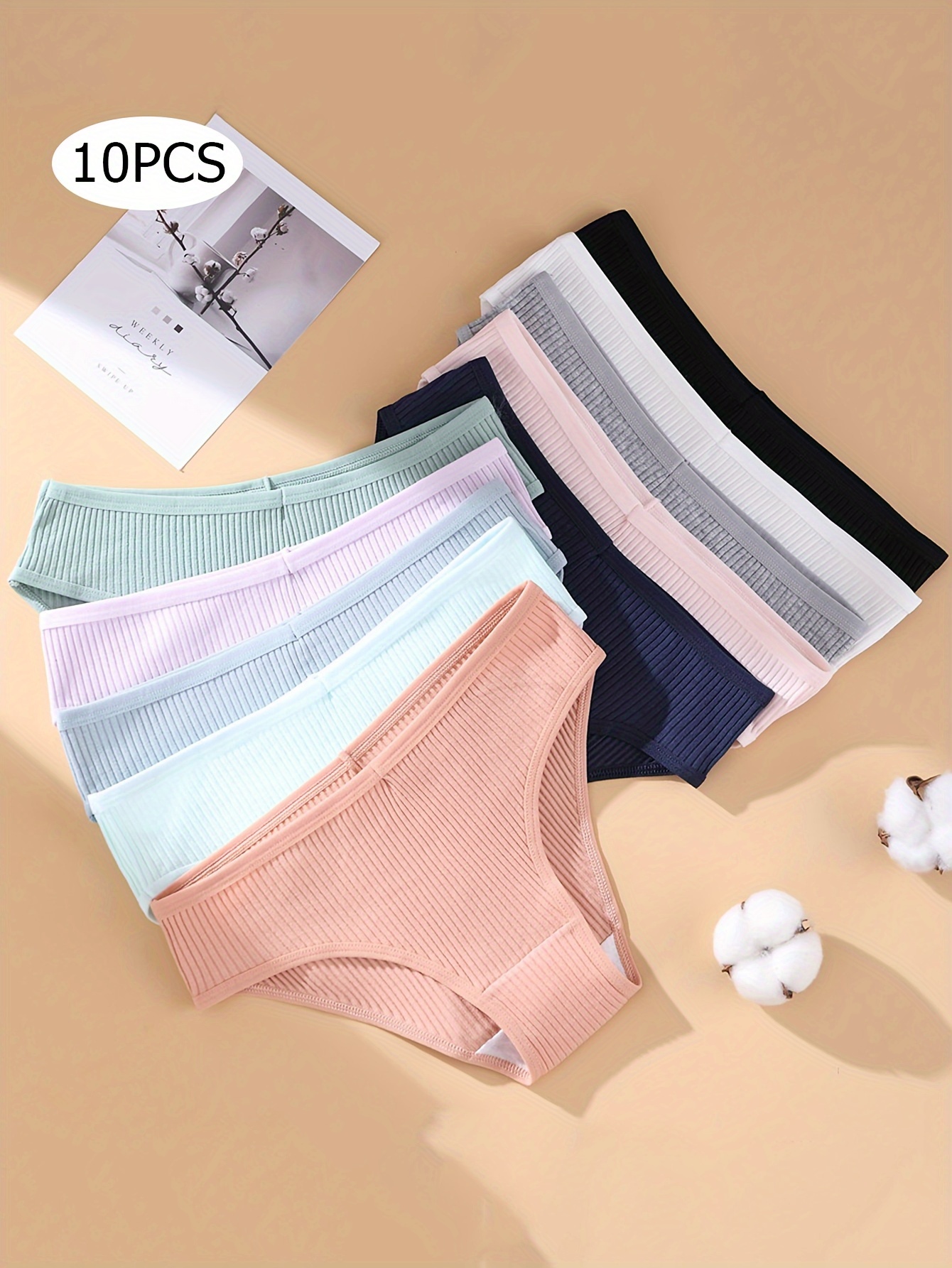 3PCS Cotton Women Panties Solid Comfortable Underwear Low Waist