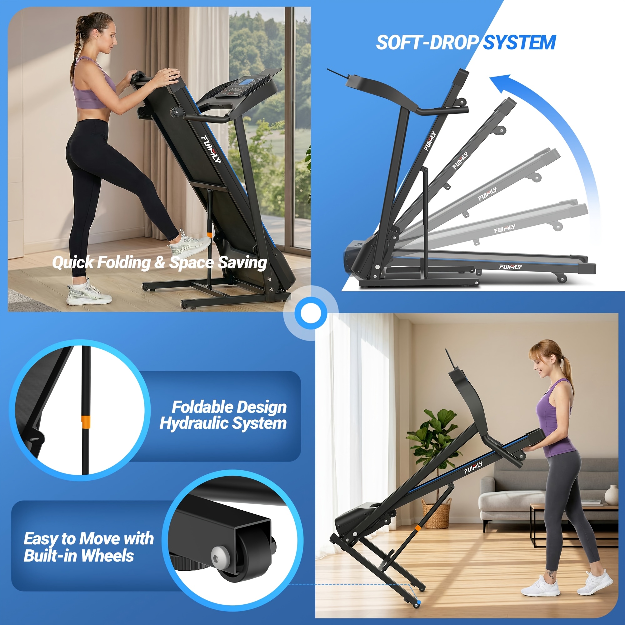 4.5   heavy duty folding treadmill for home, 400 lb weight capacity running machine with 20% auto incline,   monitor, advanced shock absorption & large led display Product details 3