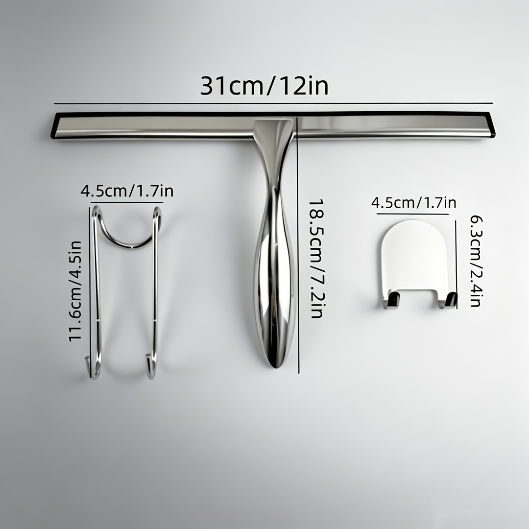Glass Door Shower Scraper, Bathroom Cleaning Brush For Shower, Mini Window Scraper Household Bathroom Stainless Steel Cleaning Tool For Bathroom, Kitchen, Tile, Mirror, Auto Glass