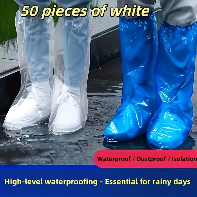 TEMU Copriscarpe antipioggia da 50 pezzi - Coperture trasparenti spesse e resistenti, facili da indossare/togliere, monouso. Proteggono le scarpe da