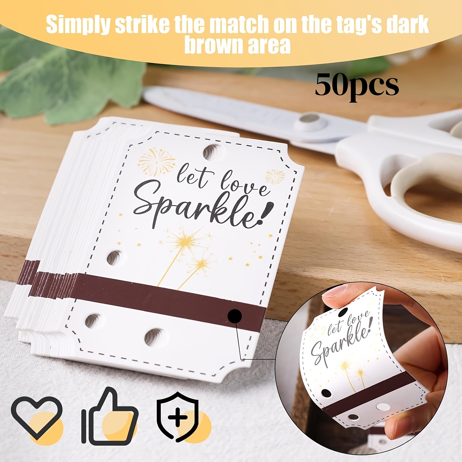 E-shop 50 Stück & 100 Stück Hochzeit Abschieds-Labels mit integriertem Feuerzeug, rustikale 'Let ' Deko Bastelpapier Hüllen für Zeremonie Großes Aus,