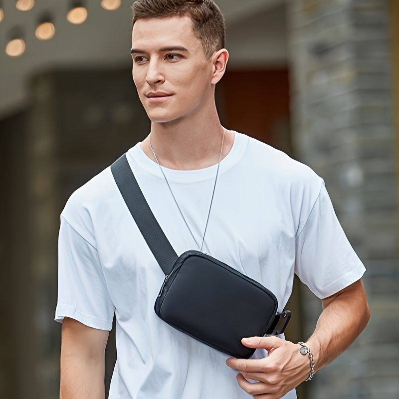 

Men's Chest Bag All Black Solid Color Crossbody Bag, Portable Lightweight Trendy Shoulder Bag Sling Bag Carry-on Sports Bags