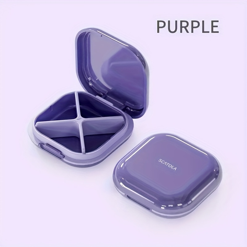 Compact Travel Pill Organizer with 4 Compartments, Portable Medicine Holder