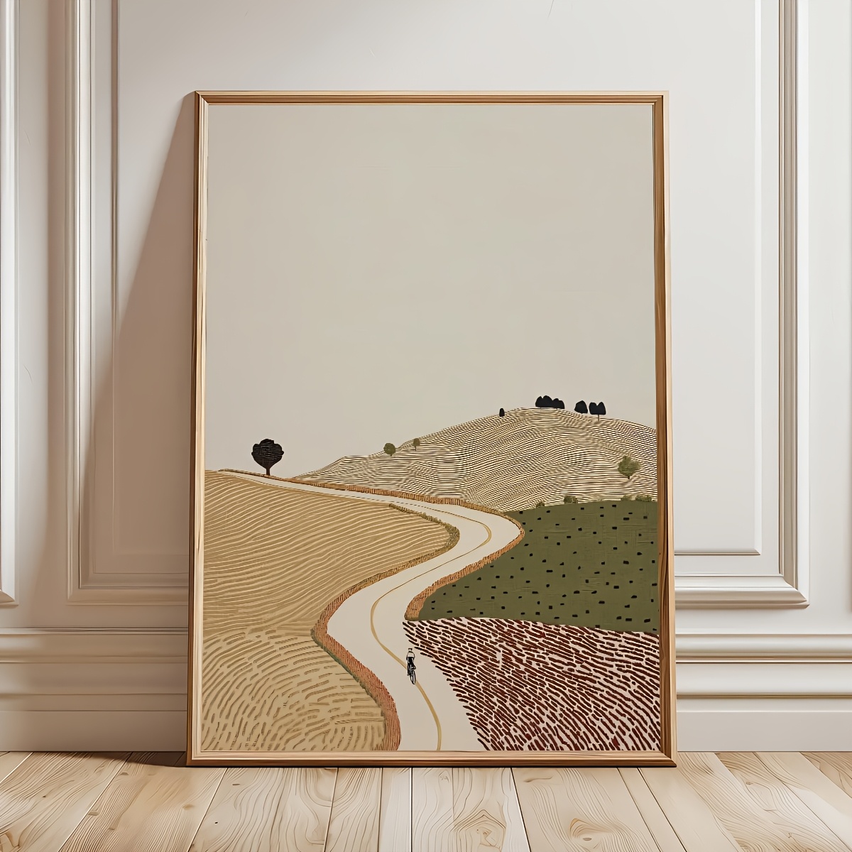 TEMU 2d Flat, 1pc Frameless Modern Retro Landscape Canvas Poster - Suitable For Living Room, Bedroom, Kitchen Wall Decor, Continuous Hills Art,