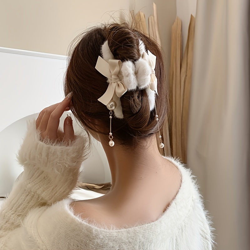 Elegant Bowknot Decor Hair Claw Clip Large Hair Grab Clip Hair Accessories  For Thick Hair - Temu Mexico