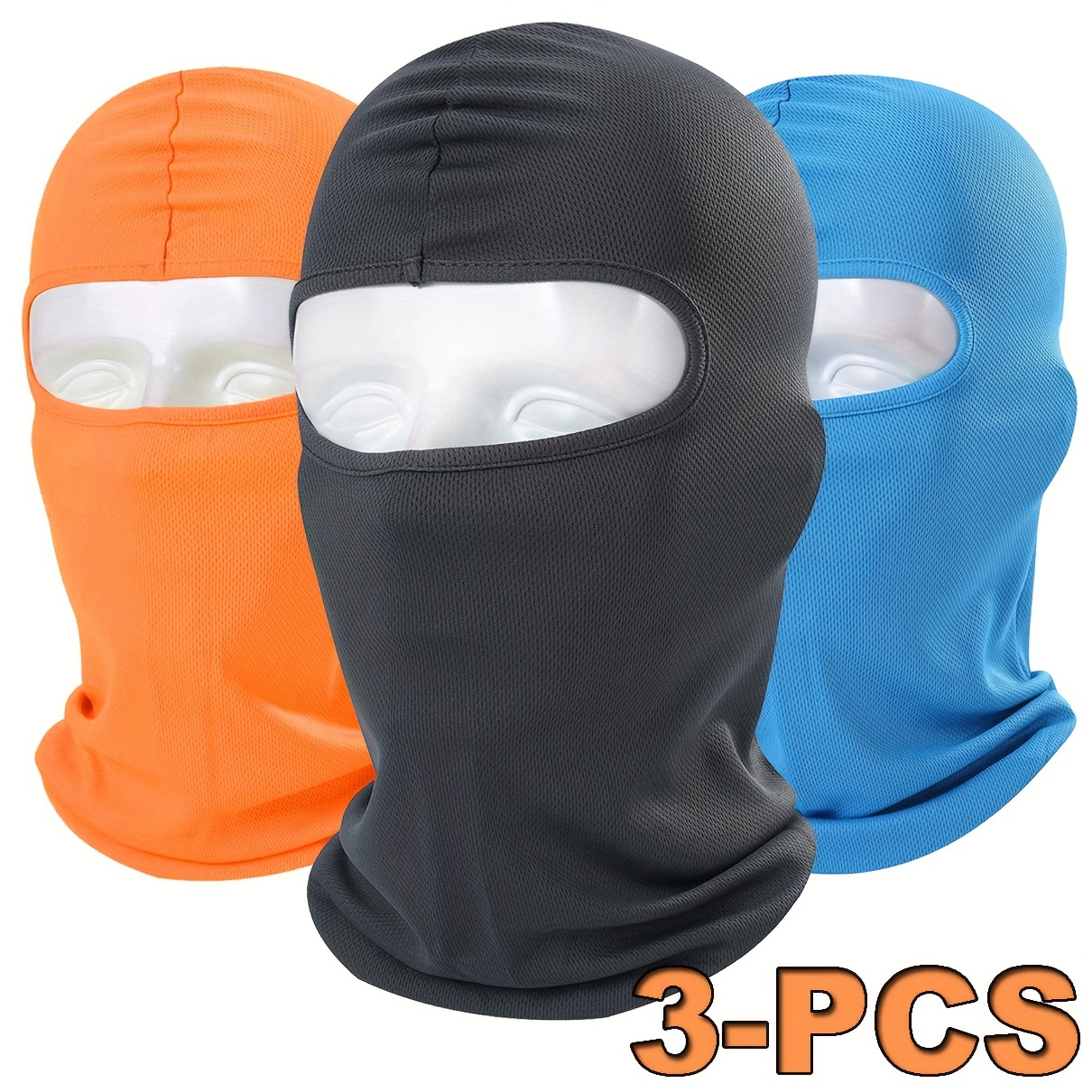 

3pcs Breathable Balaclava Full Face Mask Tactical Motorcycle Ski Mask Windproof Uv Protective Hat For Women Men