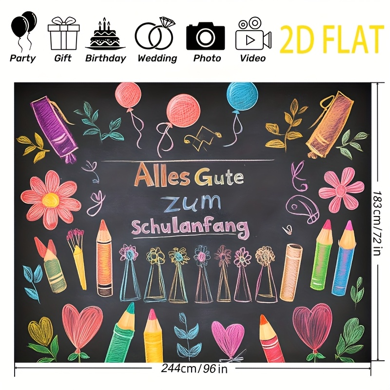 TEMU 1pc German "alles Gute Zum Schulanfang" Back To School Banner - -season German Classroom Decoration Suitable For School Parties, Graduations & '
