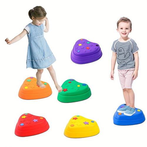 6pcs stone set with anti slip edges outdoor obstacle courses in purple yellow