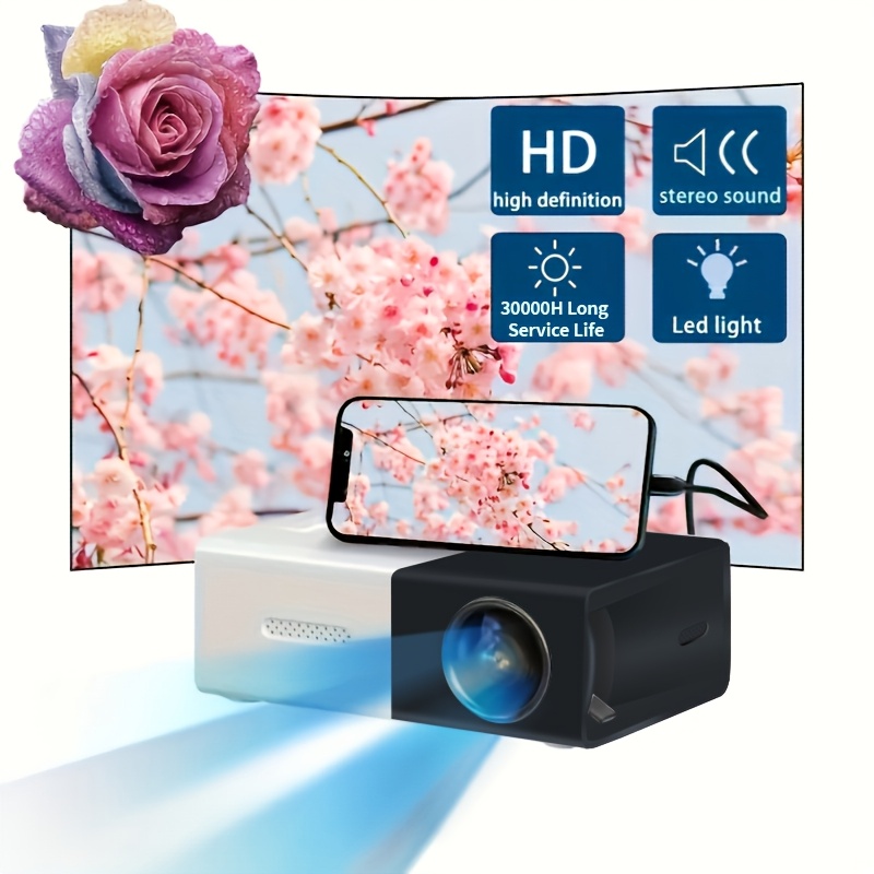 

Projector Supports 1080p For Gifts, Home And Outdoor Movie Projector With Usb Interface And Remote Control, Compatible With Smartphones/tablets/laptops/tv Sticks/usb Drives