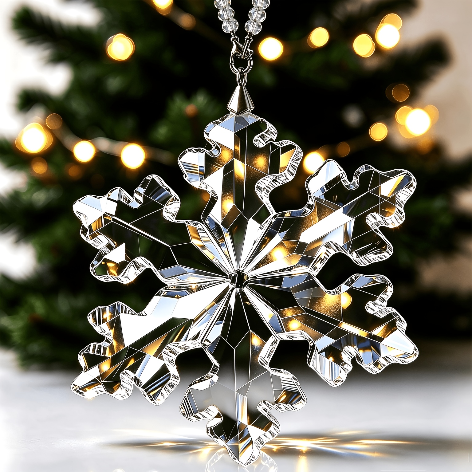 TEMU Crystal Snowflake And Star Christmas Ornaments 2026 - Glass Transparent Crystal Tree Decorations With Snowflake And Star Shapes, Shiny Suitable