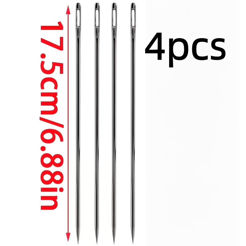 TEMU 4pcs Sharp Extra Long Sewing Needles | Durable Stainless Steel Needles For Tying And , Sizes, Color