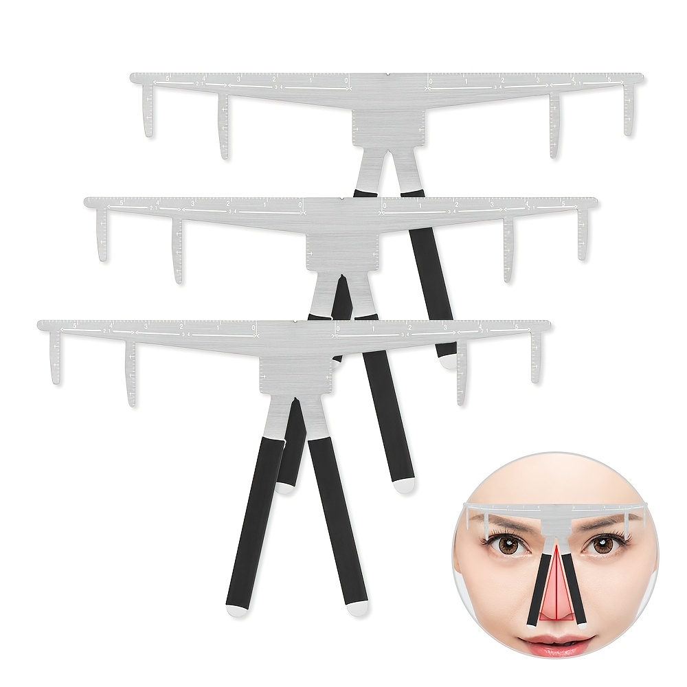 Stainless Steel Eyebrow Shape Ruler with Positioning Balance Card