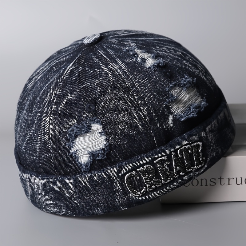 TEMU Un cappello elegante, senza tesa, con un design giapponese vintage, caratterizzato da un lavaggio, e scritta elegante