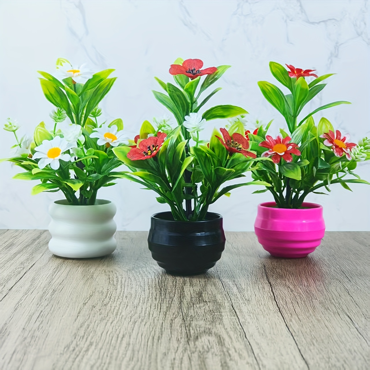 Image of 3pcs Artificial Chrysanthemum Plants In Pots - Realistic Fake Flowers With Vase, Low-maintenance Plastic Greenery Suitable For Home Office Desk Decor, Birthday, Mother' Day,. ' Day - Table Centerpiece
