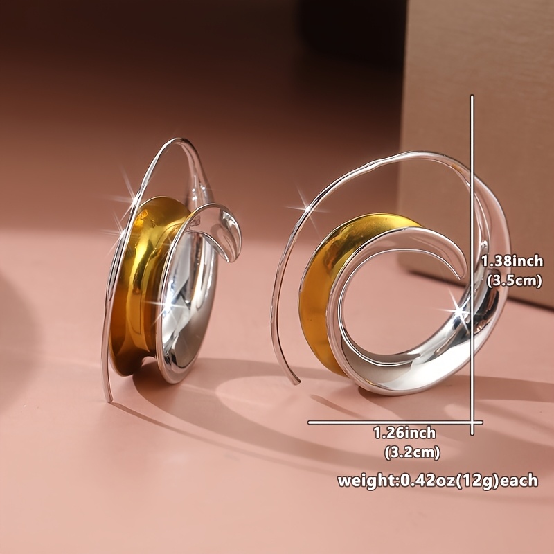 Women's Retro Bohemian Curly Spiral Two Tone Earrings
