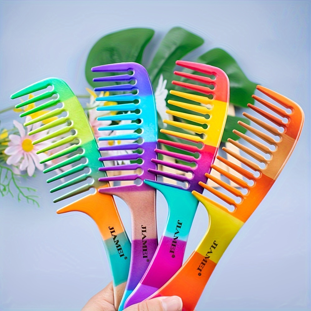 

Rainbow Detangling Hair Comb - Anti-static, Durable Plastic For All Hair Types, Color Varies