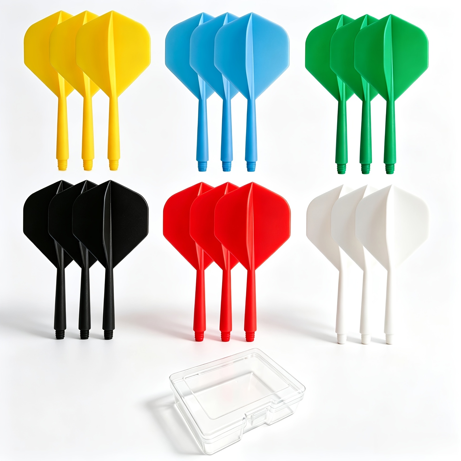 TEMU 18pcs Set Hard 1pc Dart Flights With Shafts, Includes Clear Storage Case, Integrated Flights And Shafts, Standard Dart Accessory Flights, 2ba