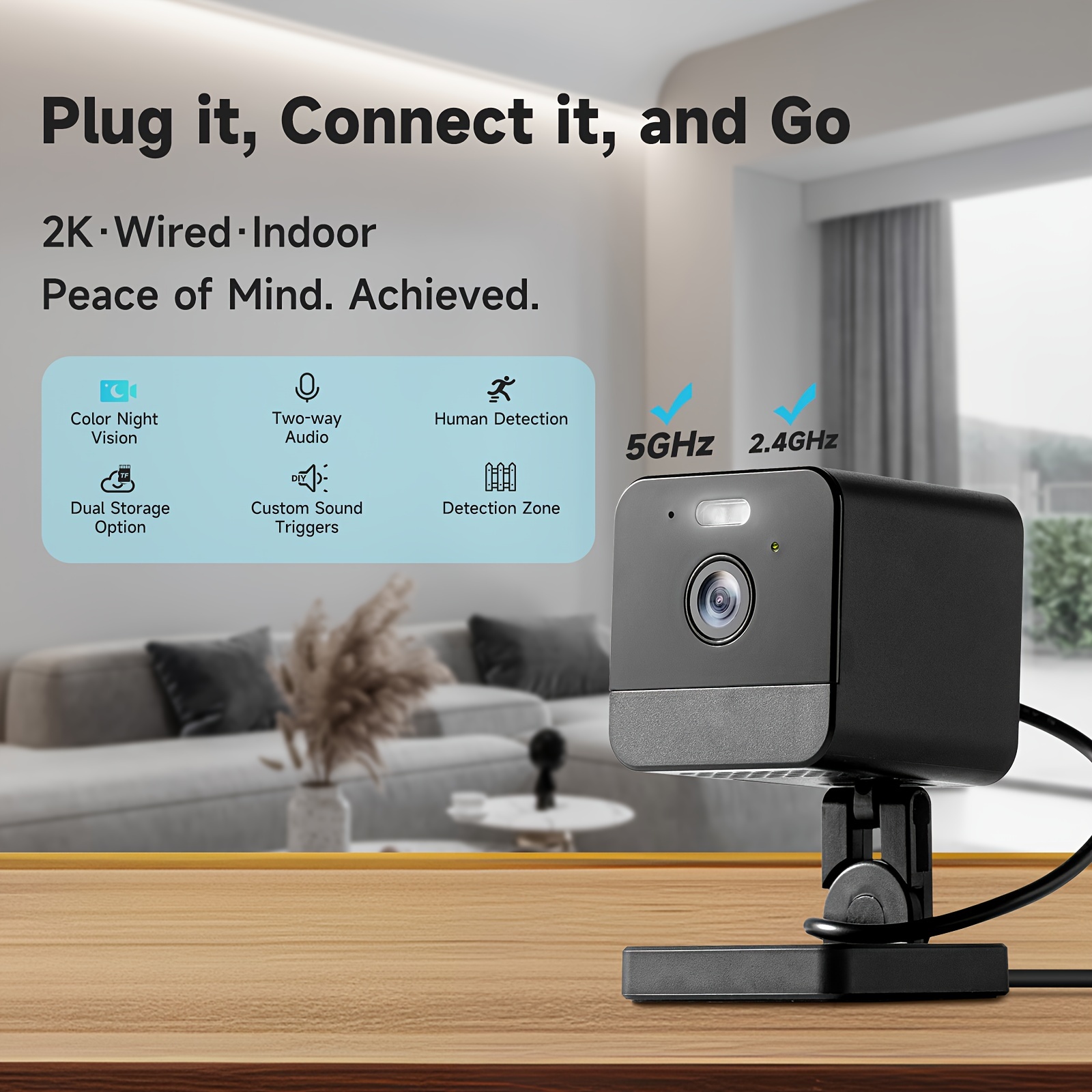 

2k Monitor With Dual-band Wifi, Night Vision, Motion Detection, 2-way , Supports & Sd Storage, Compatible