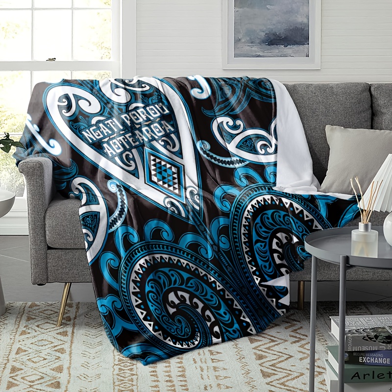 TEMU A Blanket Featuring Maori , Showcasing Traditional Maori Patterns. It's An Oversized, Soft, And Comfortable Throw Blanket Napping