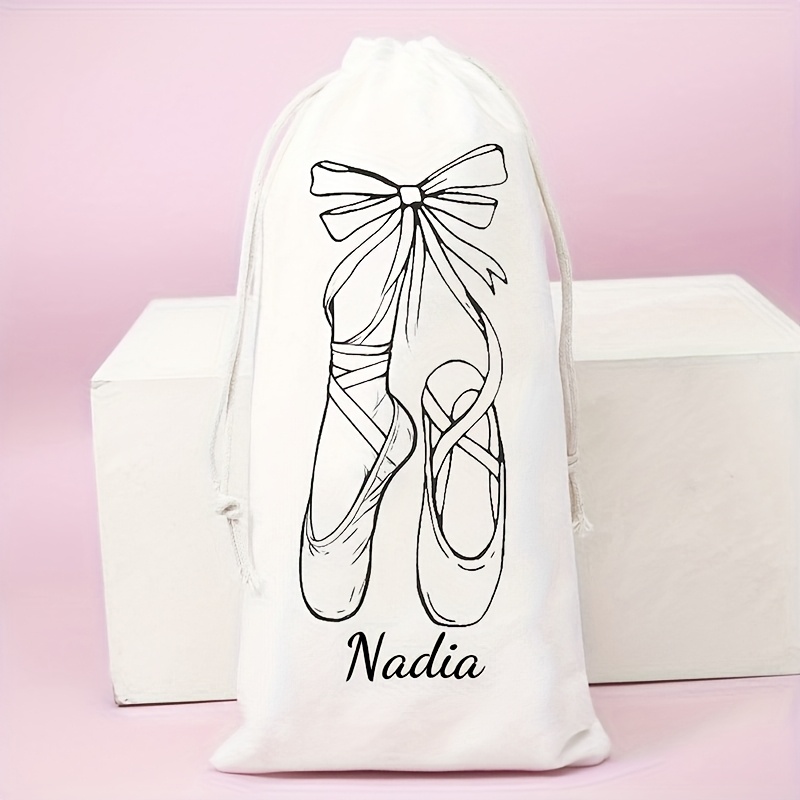 TEMU 1 Sac de Rangement Personnalisé pour Chaussures de Danse - Chaussures de Ballet Personnalisées, Sac à Cordon en Toile Imprimée, Sac de Rangement