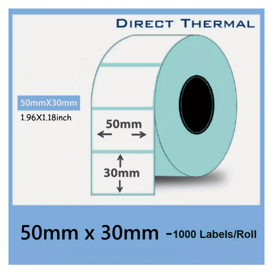 Image of 50x30mm (1.96x1.18inch) 1000 Labels/roll Direct Thermal Labels Shipping Barcode Stickers Tag Self Adhesive Shipping Labels